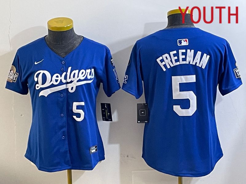 Youth Los Angeles Dodgers #5 Freeman Blue Game 2024 Nike MLB Jersey style 112116